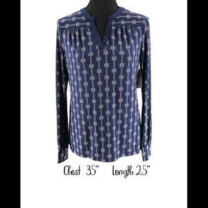 Printed Split-Neck Top Charter Club Size P/S